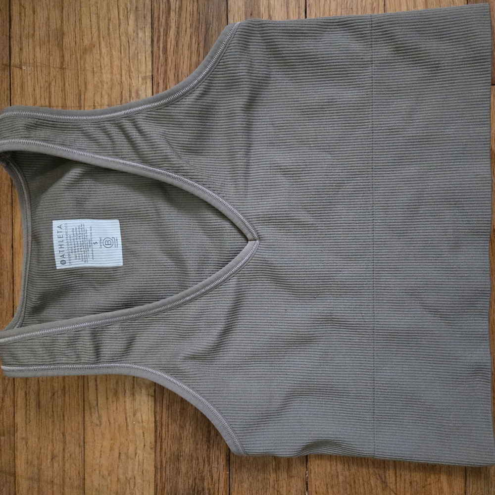 Athleta Gray Ribbed Crop Top